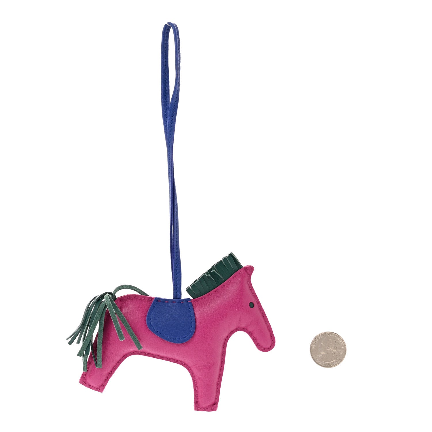 Hermes Milo Lambskin Grigri Rodeo Horse Bag Charm MM Rose Pourpre Malachite Bleu Electrique 2 of 5