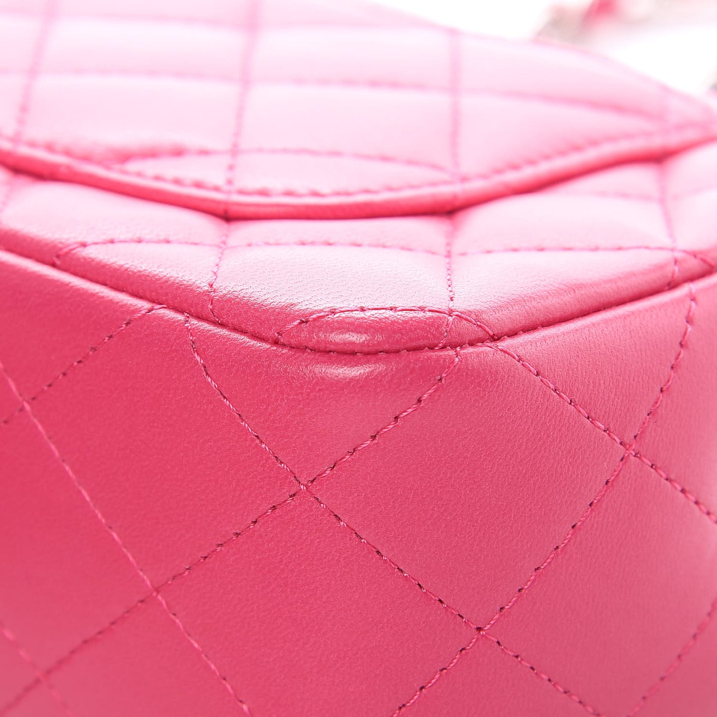Lambskin Quilted Mini Rectangular Flap Dark Pink