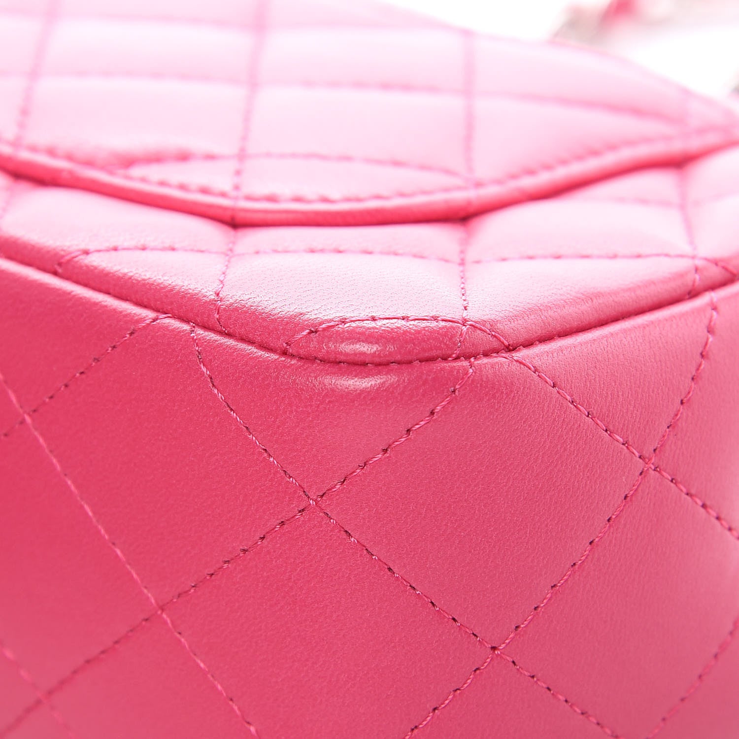 Chanel Lambskin Quilted Mini Rectangular Flap Dark Pink 10 of 14