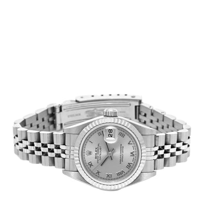 Rolex Stainless Steel 18K White Gold 26mm Oyster Perpetual Datejust Watch Silver Roman 79174 2 of 5