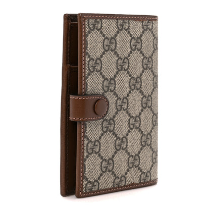 Gucci GG Supreme Monogram Azalea Calfskin Retro Interlocking G Passport Case Beige Red 3 of 11