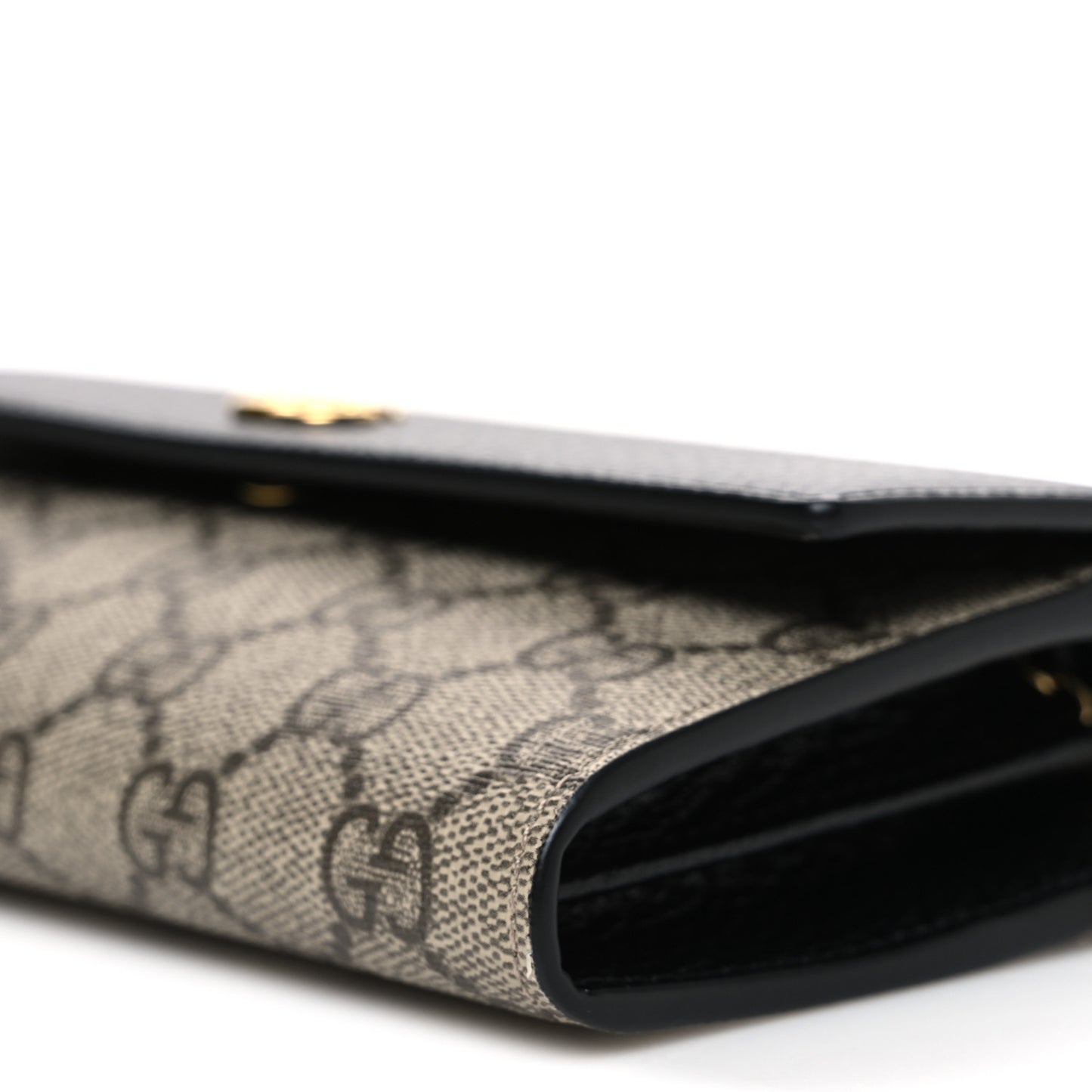 Dollar Calfskin GG Supreme Monogram Petite GG Marmont Wallet Chain Bag Black Beige Ebony