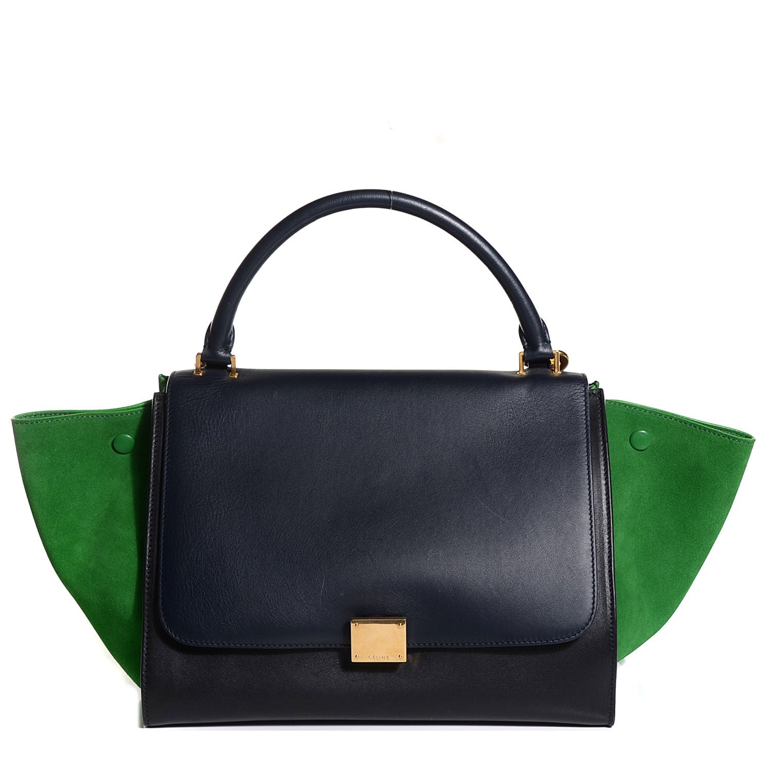 Celine Smooth Calfskin Suede Medium Tri-Color Trapeze Green Grass 1 of 8