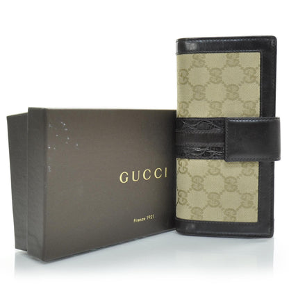 Gucci Monogram Crocodile Web Continental Wallet 3 of 9