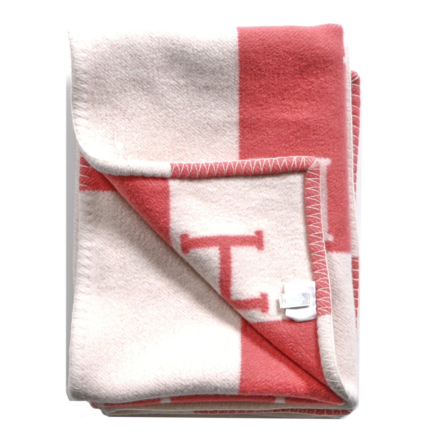 Wool Cashmere Avalon Baby Blanket Rose Airelle White