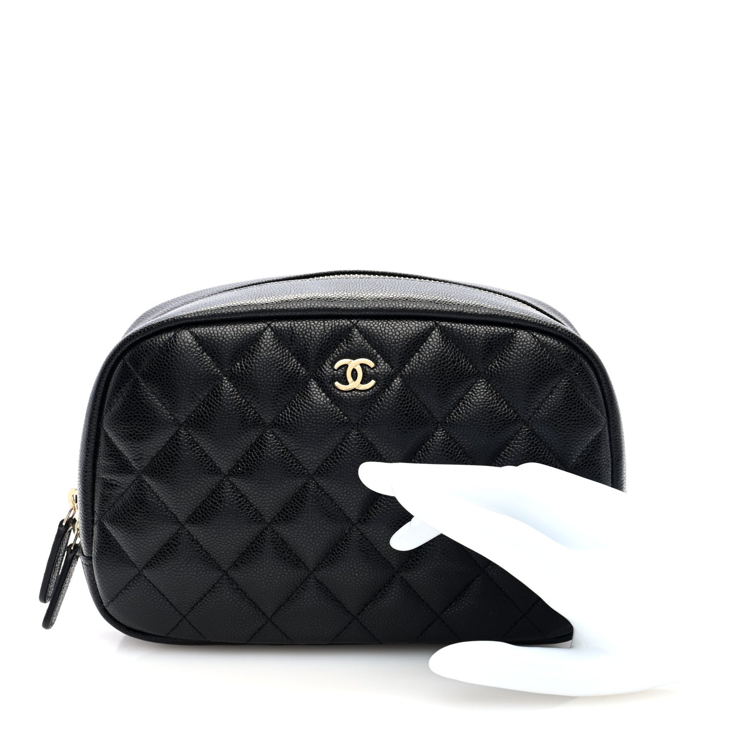 Caviar Quilted Medium Curvy Pouch Cosmetic Case Black