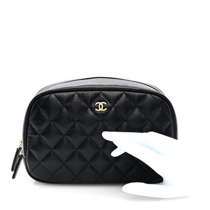 Chanel Caviar Quilted Medium Curvy Pouch Cosmetic Case Black 2 of 7