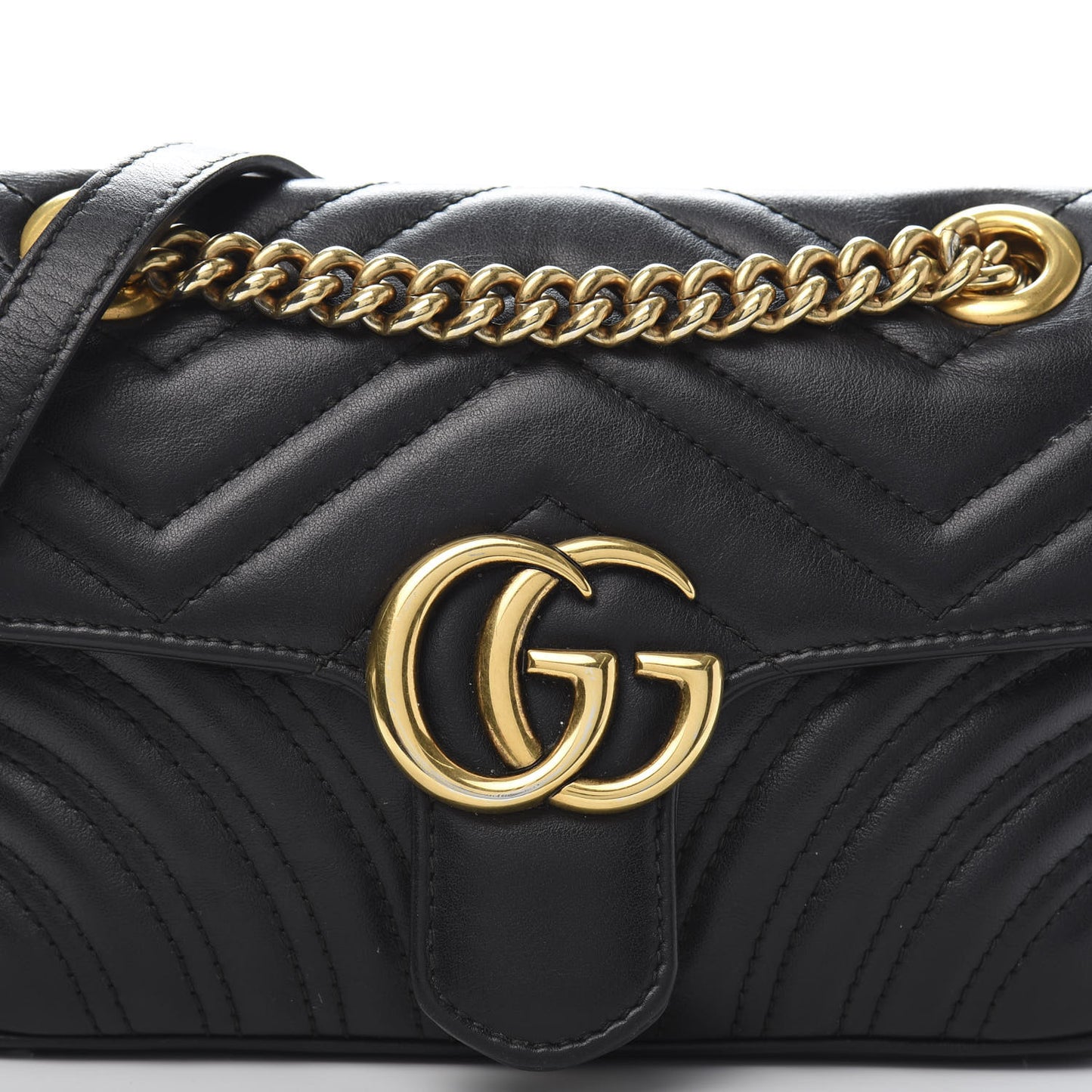 Calfskin Matelasse Mini GG Marmont Shoulder Bag Black