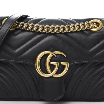 Gucci Calfskin Matelasse Mini GG Marmont Shoulder Bag Black 14 of 15