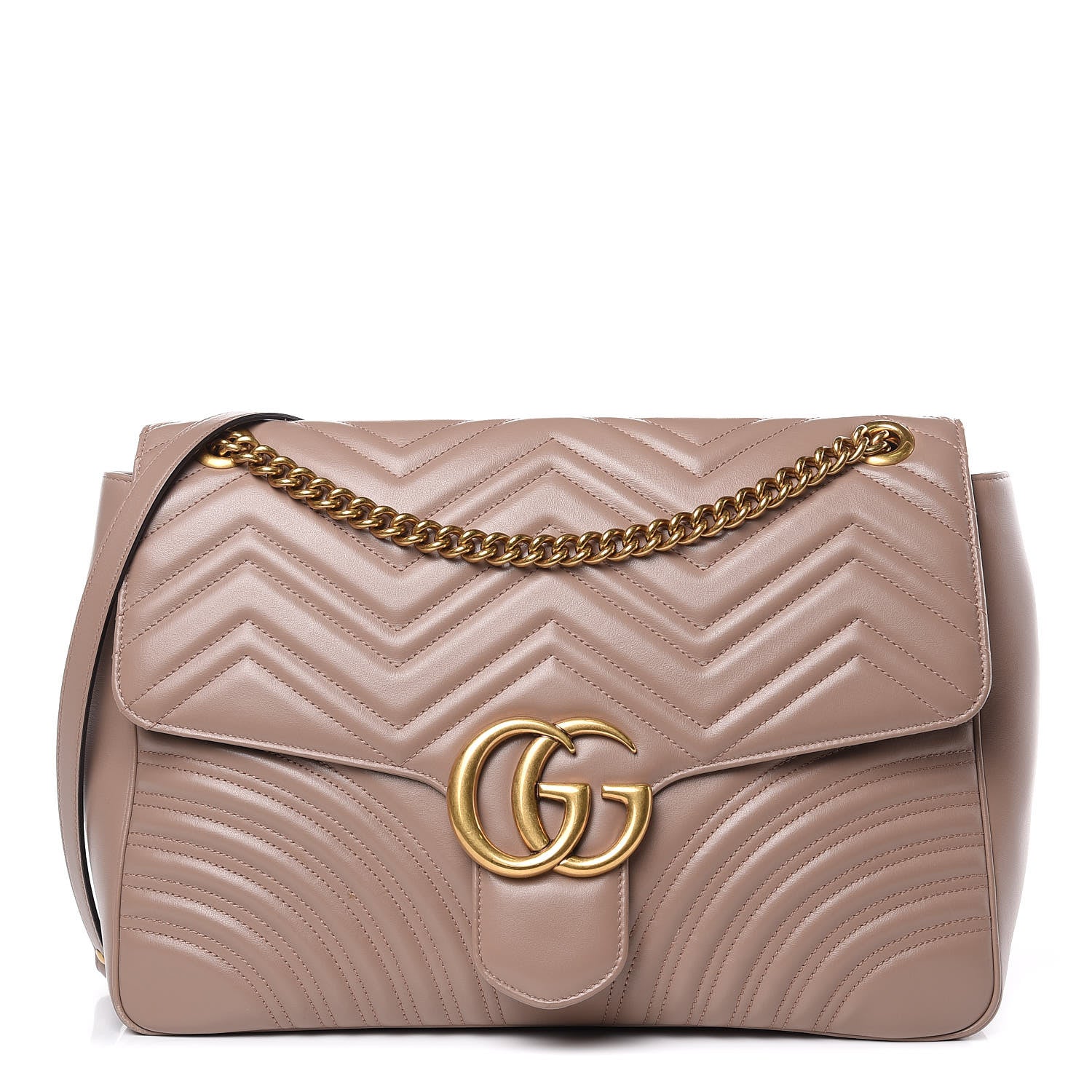 Gucci Calfskin Matelasse Heart Large GG Marmont Shoulder Bag Porcelain Rose 1 of 12
