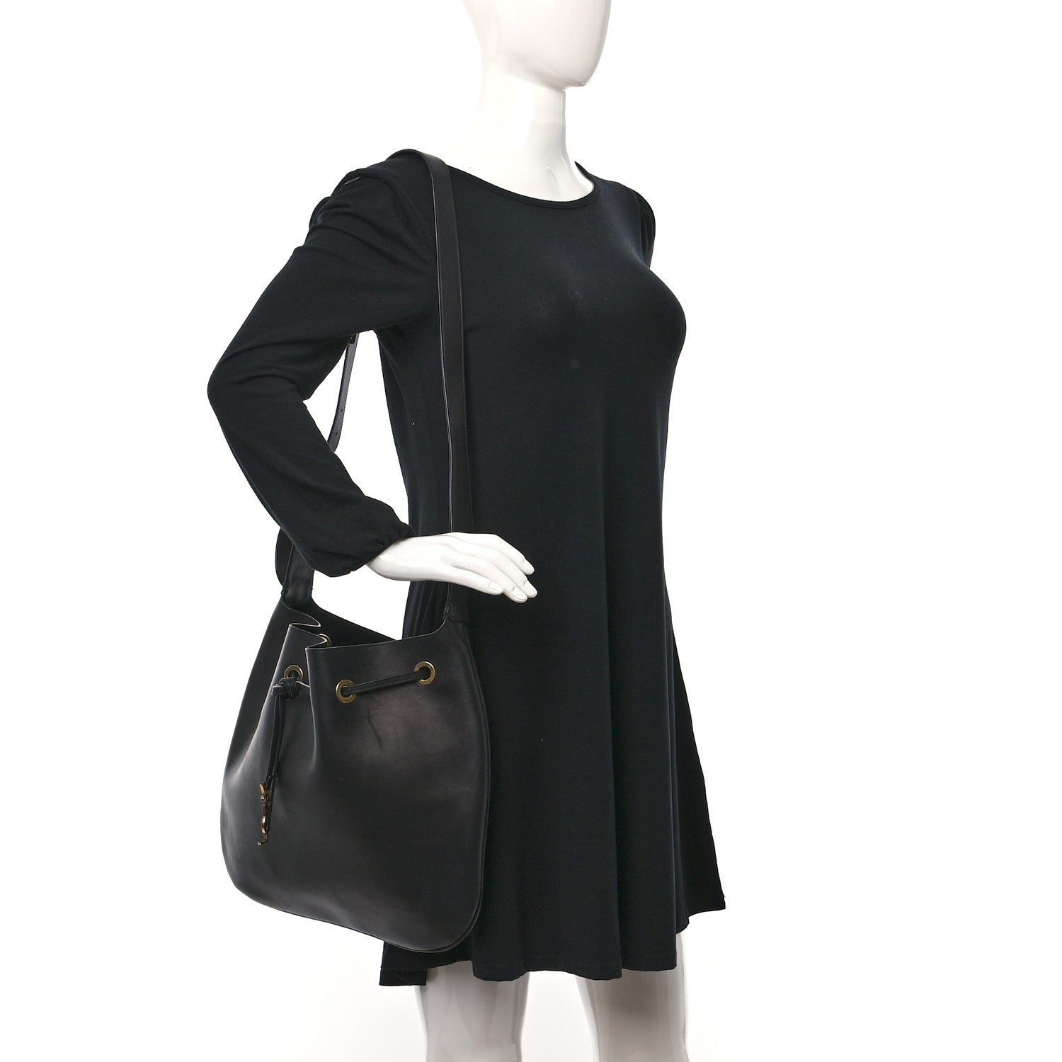 Saint Laurent Smooth Calfskin Paris VII Large Flat Hobo Black 2 of 13