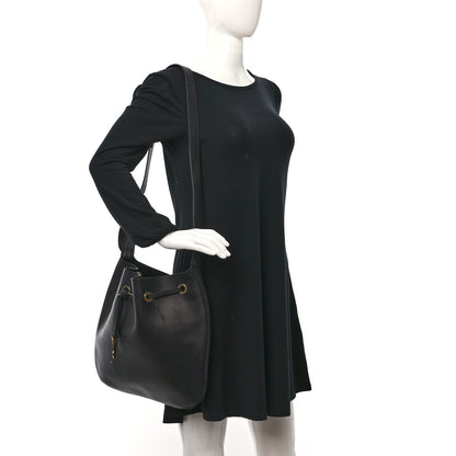 Saint Laurent Smooth Calfskin Paris VII Large Flat Hobo Black 2 of 13