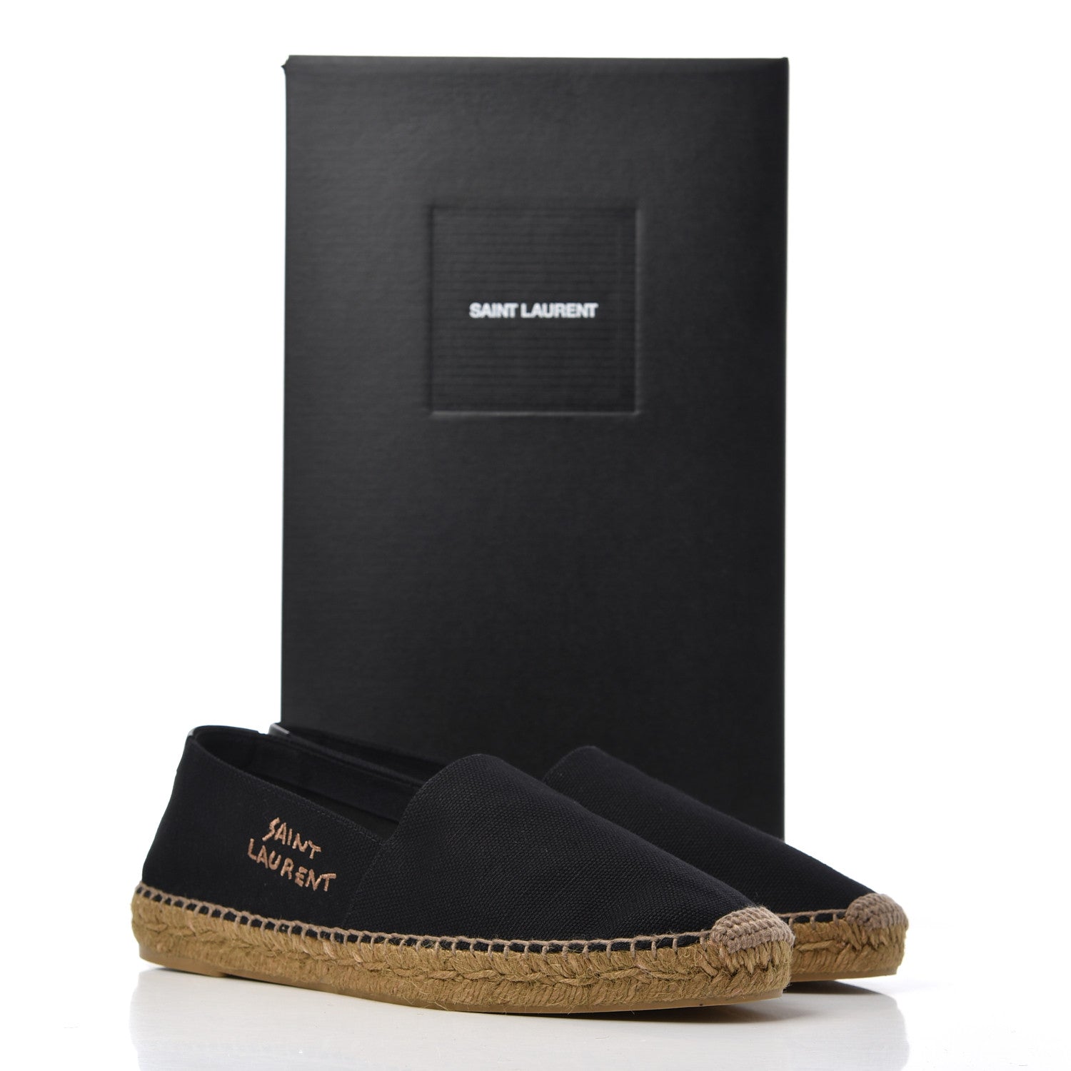 Saint Laurent Canvas Nappa Elba Light Logo Embroidered Espadrilles 41 Black 9 of 9