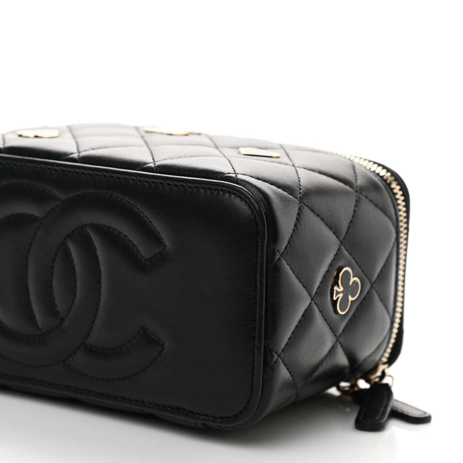 Chanel Lambskin Quilted Enamel Coco Casino Small Vanity Case With Chain Black 10 of 10