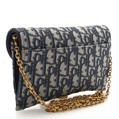 Christian Dior Oblique Saddle Chain Long Wallet Blue 3 of 9