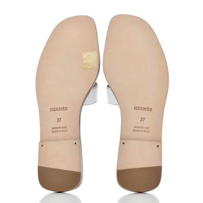 Hermes Box Calfskin Oran Sandals 37 White 5 of 12