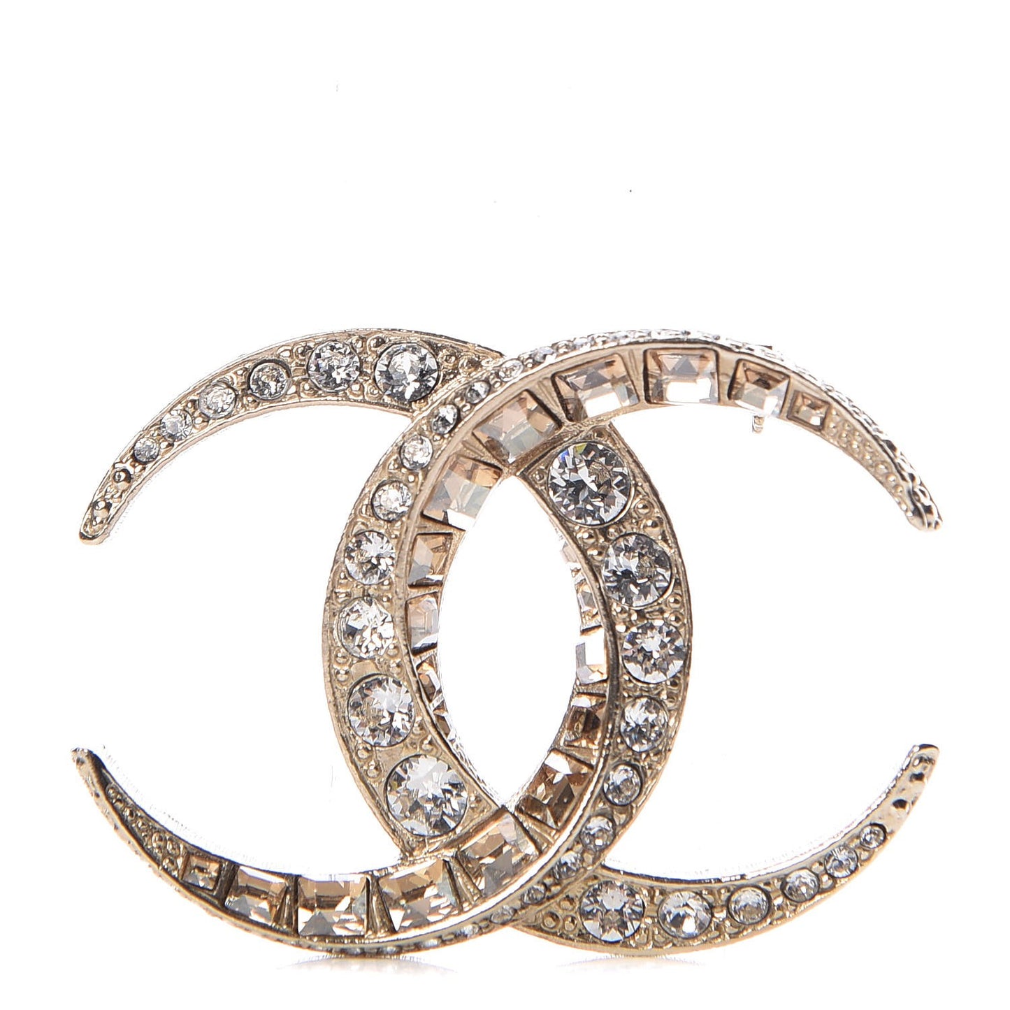 Baguette Crystal Dubai CC Brooch Gold