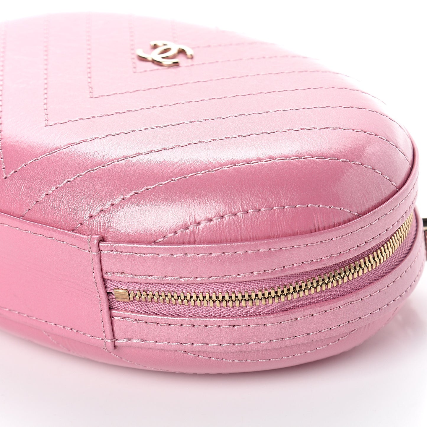Calfskin Chevron Stitched Evening Bag Pink