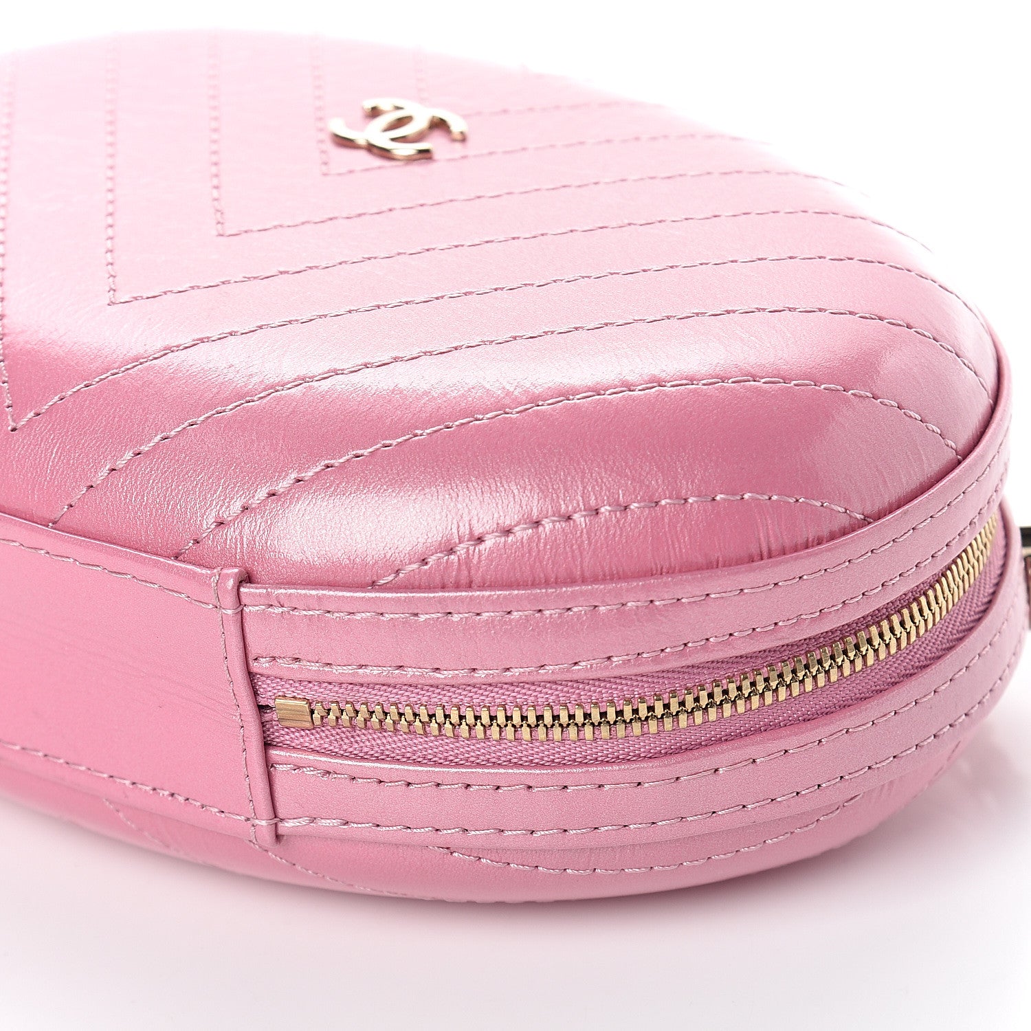 Chanel Calfskin Chevron Stitched Evening Bag Pink 8 of 8