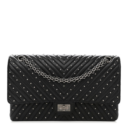 Chanel Sheepskin Chevron Quilted Studded 2.55 Reissue 226 Flap Black 1 of 15