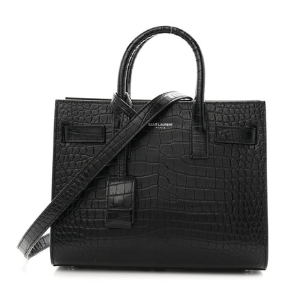 Saint Laurent Calfskin Crocodile Embossed Nano Sac De Jour Black 1 of 10