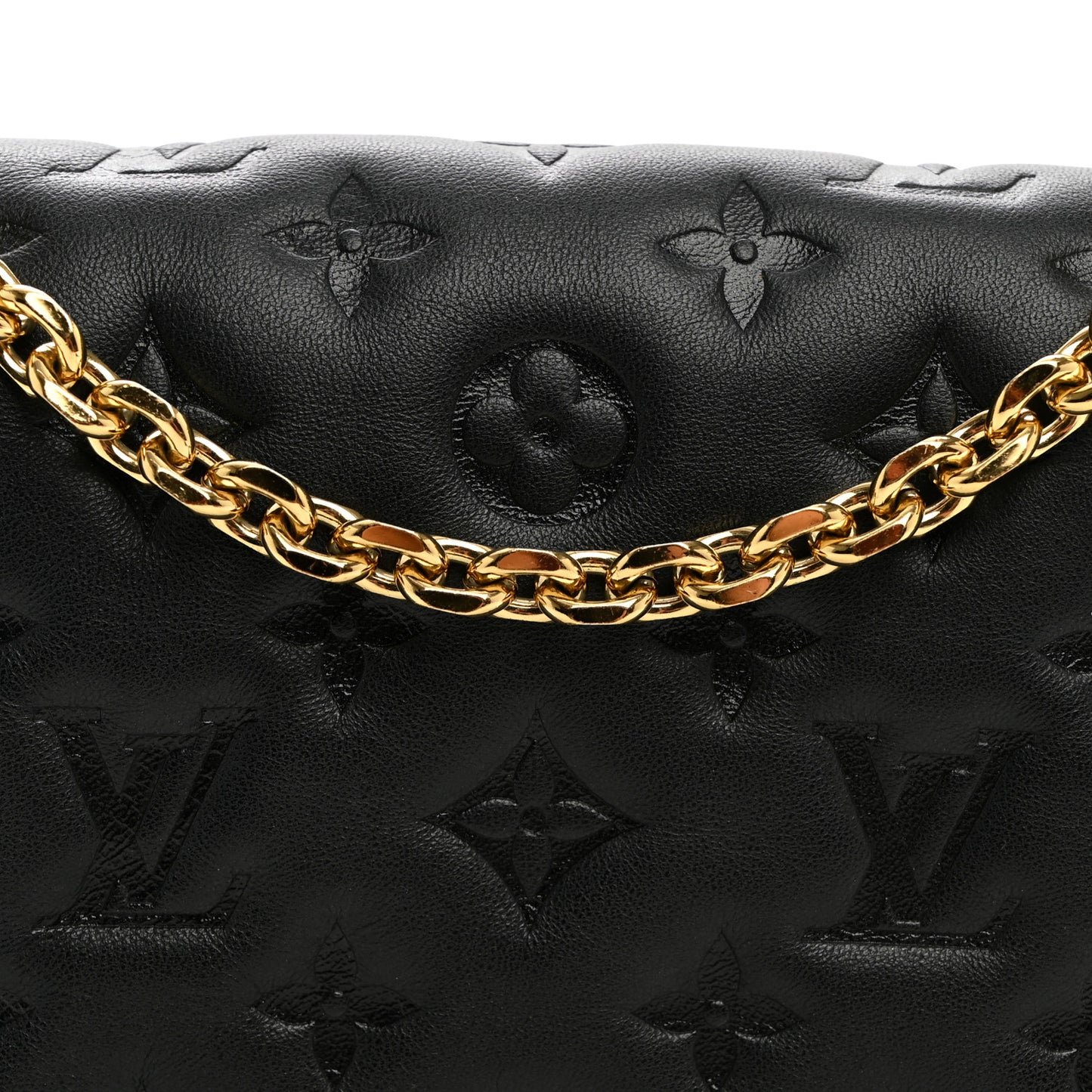 Lambskin Embossed Monogram Pochette Coussin Black