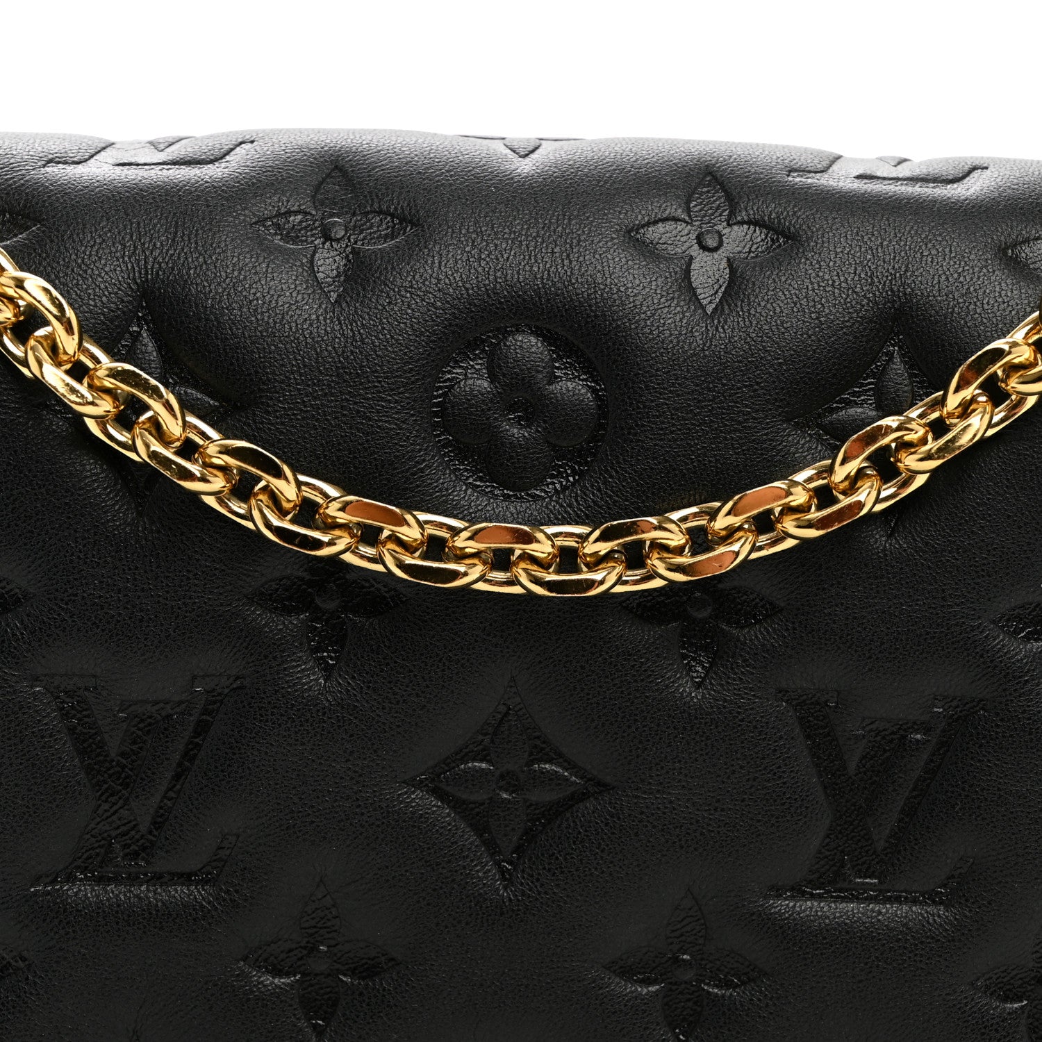 Louis Vuitton Lambskin Embossed Monogram Pochette Coussin Black 7 of 9