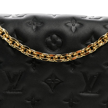 Louis Vuitton Lambskin Embossed Monogram Pochette Coussin Black 7 of 9