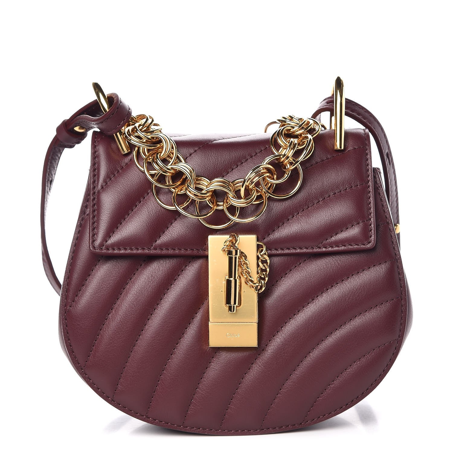 Chloe Calfskin Quilted Mini Drew Bijou Shoulder Bag Burnt Brown 1 of 8
