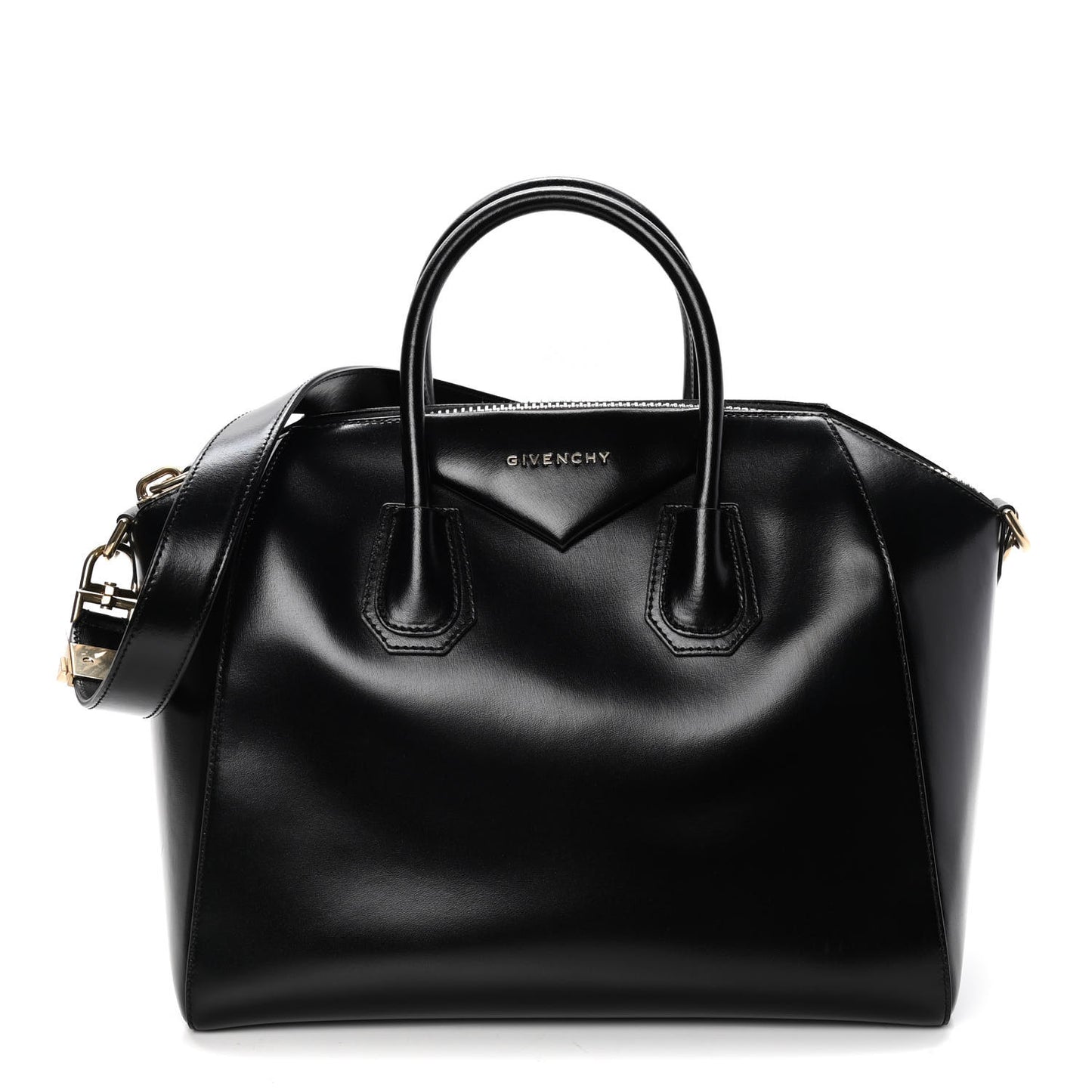 Shiny Lord Calfskin Medium Antigona Black