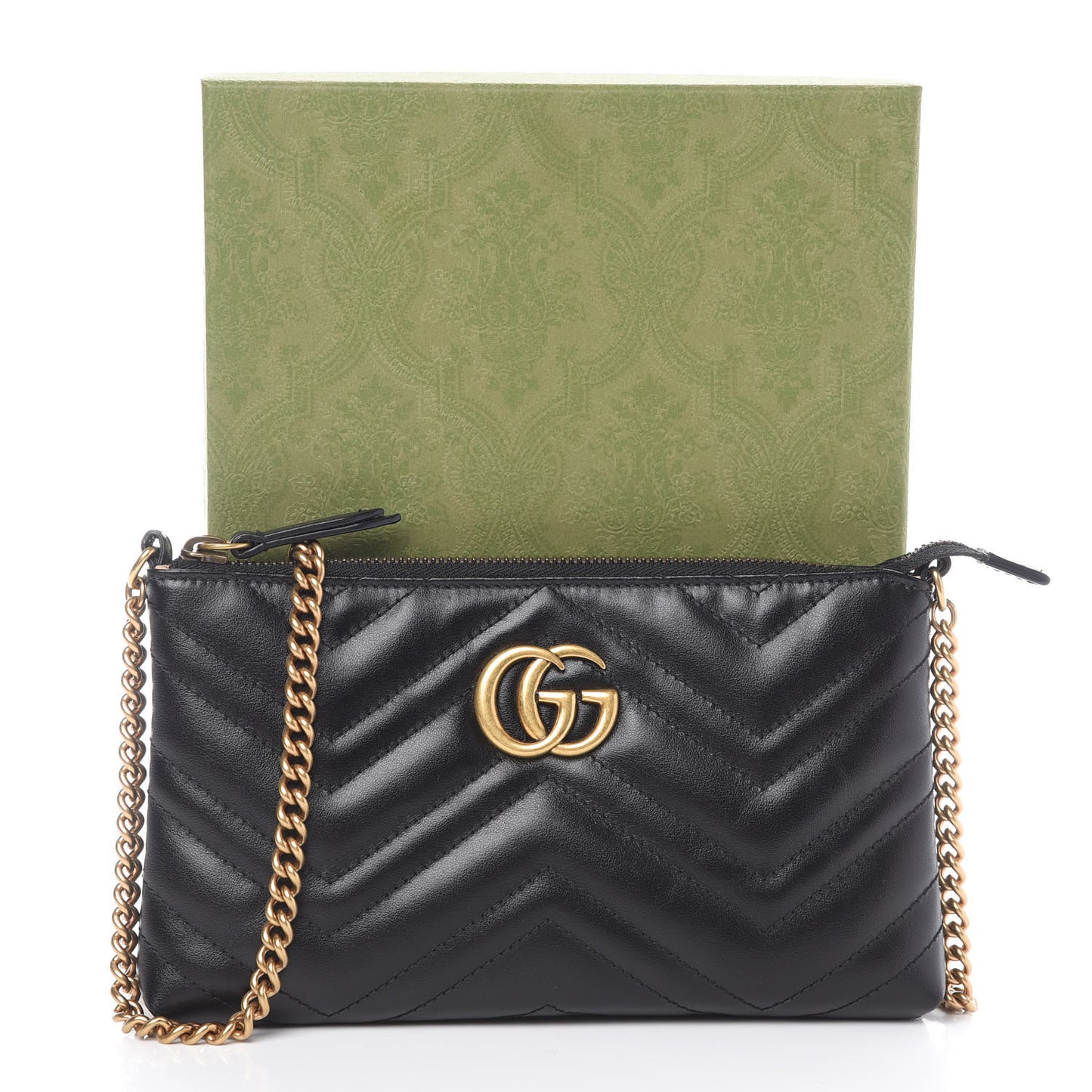 Calfskin Matelasse Mini GG Marmont Chain Bag Black