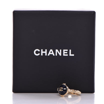 Chanel Enamel CC Ring 5.5 Navy Gold 5 of 5