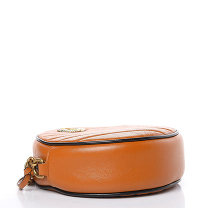 Gucci Azalea Calfskin Matelasse Diagonal Mini Torchon GG Marmont Round Shoulder Bag Cognac Black 4 of 10