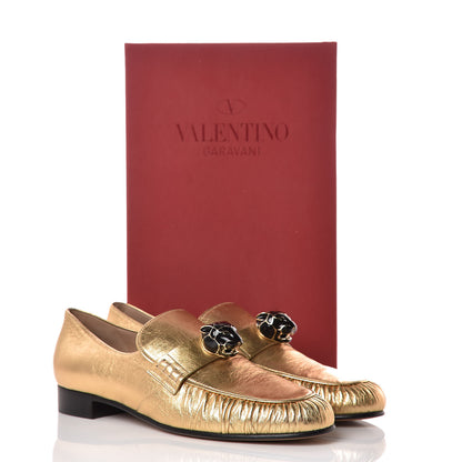 Valentino Garavani Metallic Nappa Panther Loafers 39 Deep Gold 10 of 10
