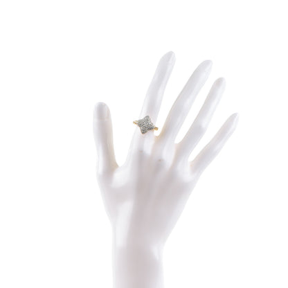 David Yurman 18K Yellow Gold Pave Diamond 15mm Quatrefoil Ring 50 5.5 2 of 5