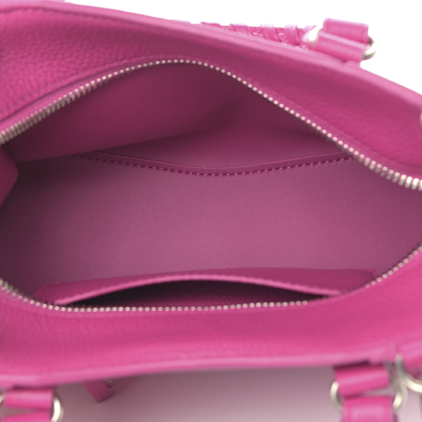 Grained Calfskin Neo Classic Silver Hardware Mini City Fuchsia