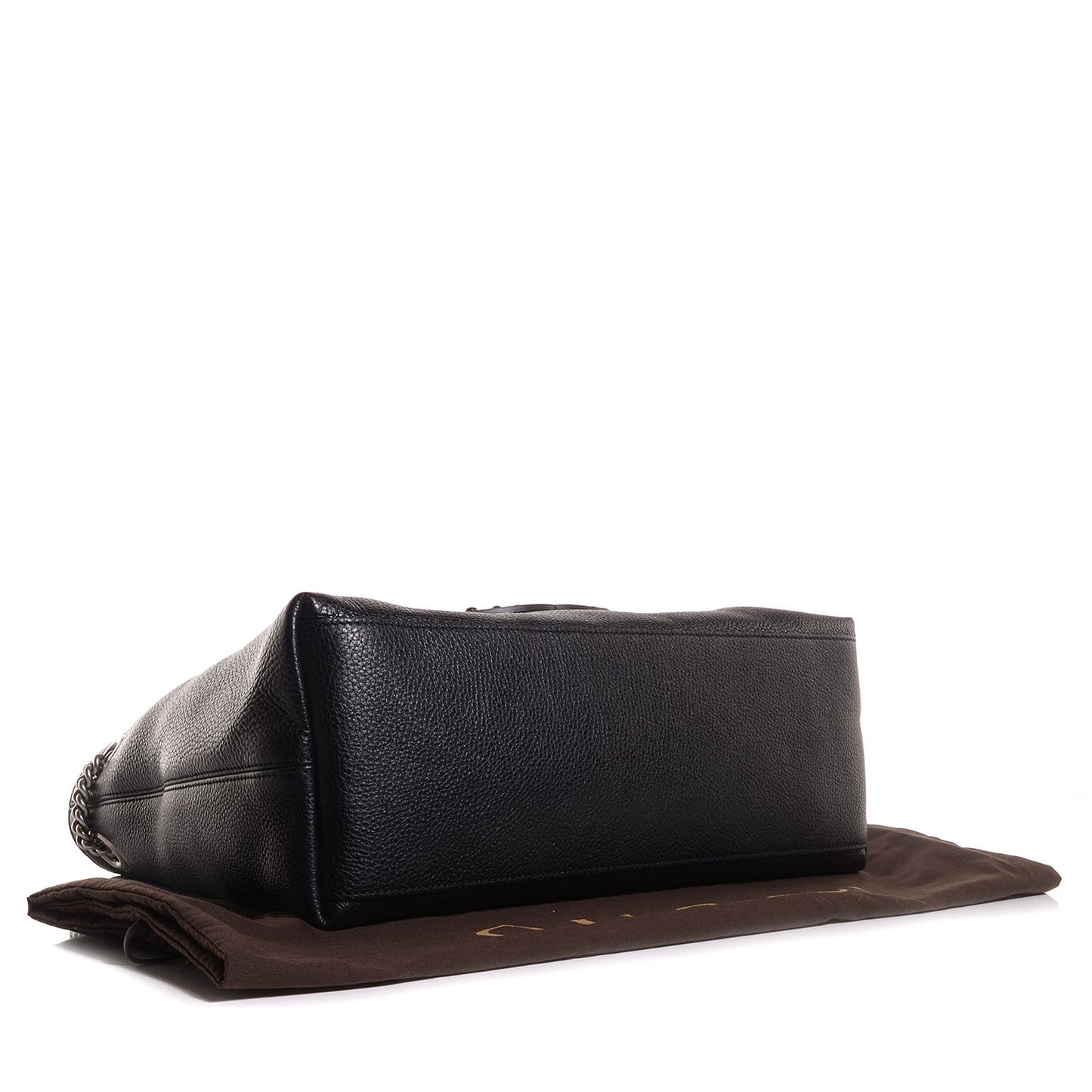 Pebbled Calfskin Studded Medium Soho Chain Shoulder Bag Black