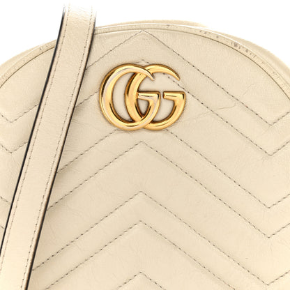 Gucci Calfskin Matelasse Mini GG Marmont Round Shoulder Bag White 8 of 15