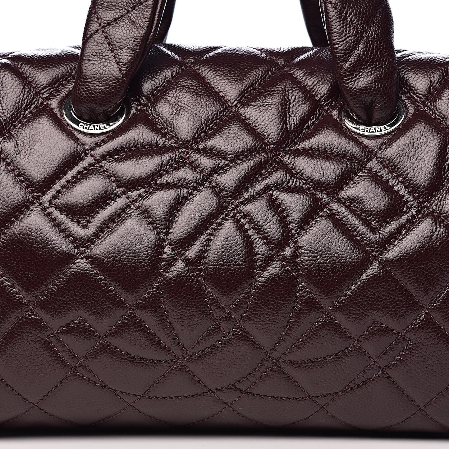 Caviar Quilted CC Timeless Bowler Burgundy