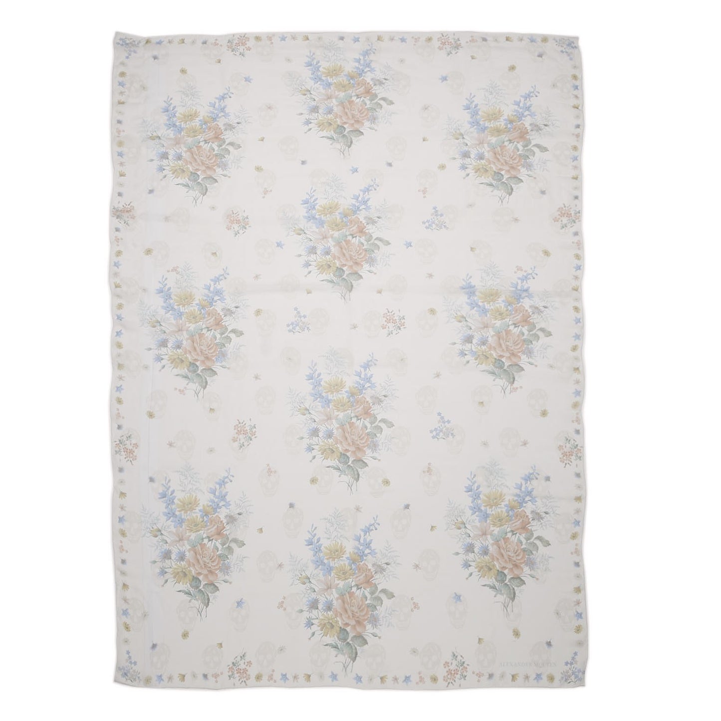 Silk Modal Midieval Flower Skull Scarf Ivory