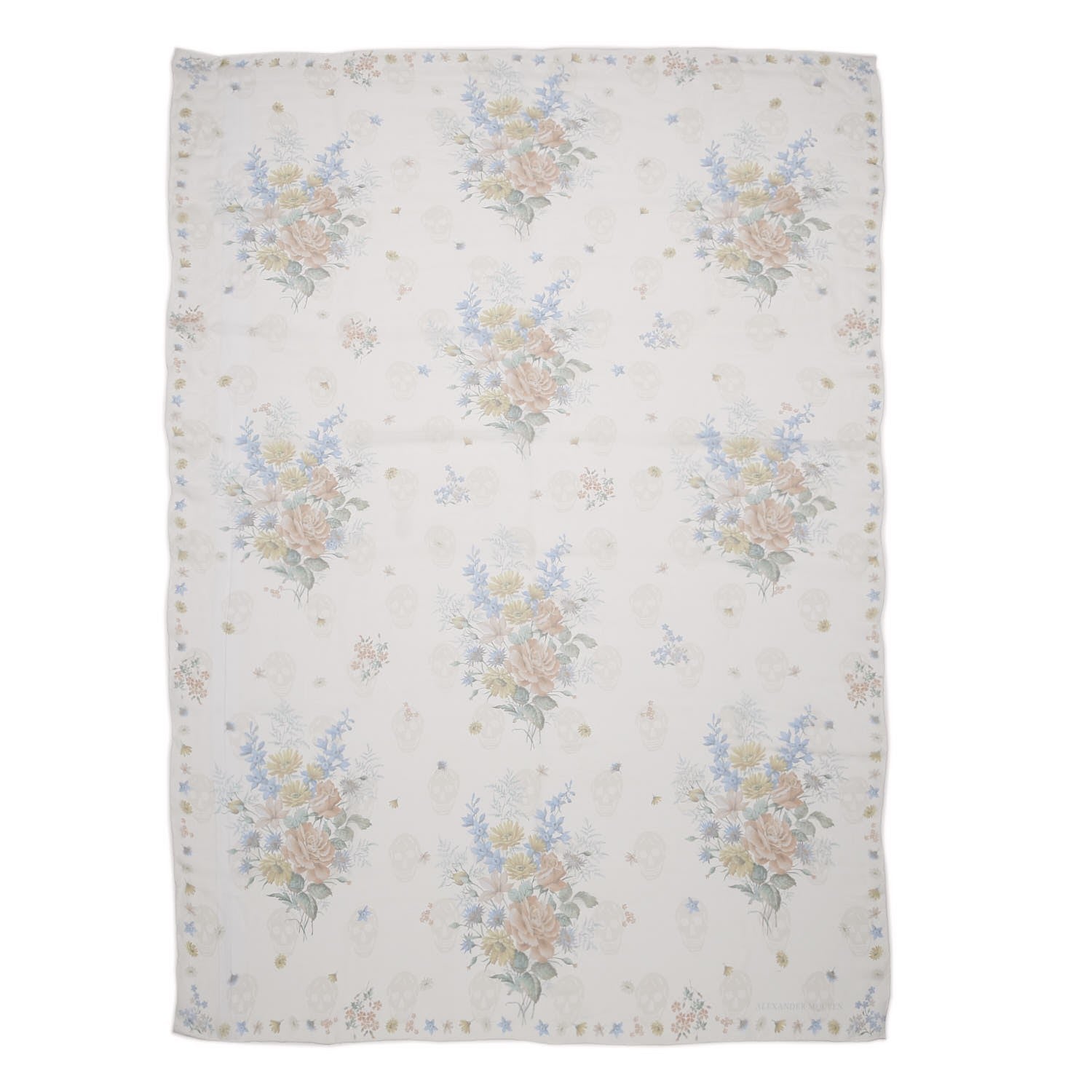 Alexander McQueen Silk Modal Midieval Flower Skull Scarf Ivory 3 of 8
