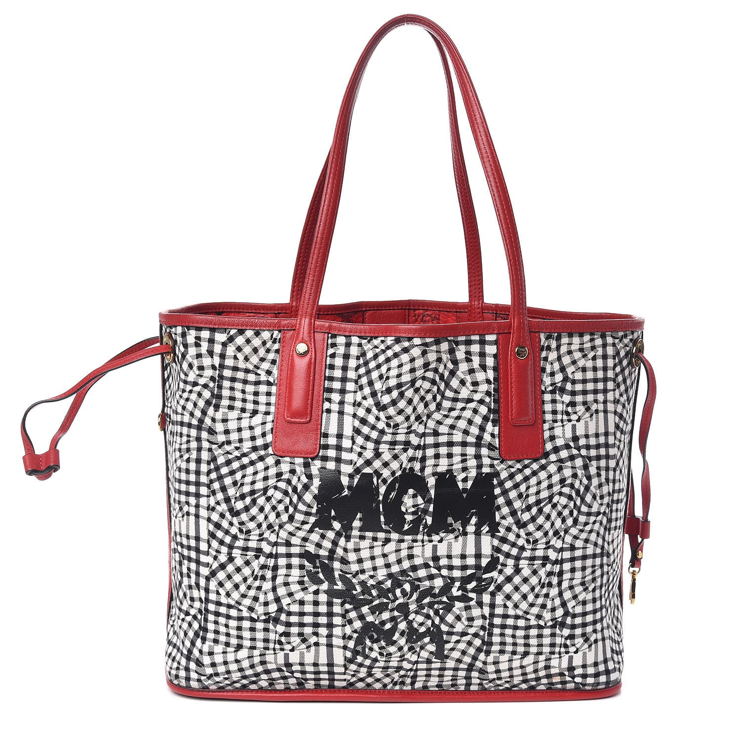 MCM Visetos Medium Liz Reversible Shopper Tote Ruby Red 4 of 14