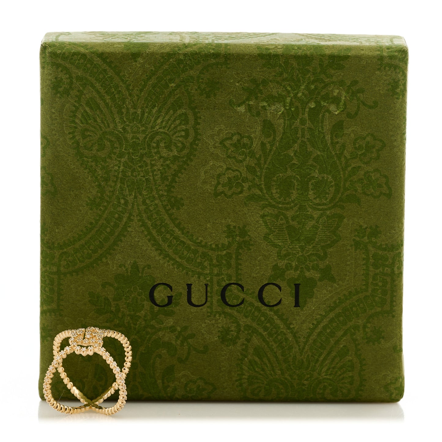 18K Yellow Gold Diamond GG Running X Ring 48 4.5