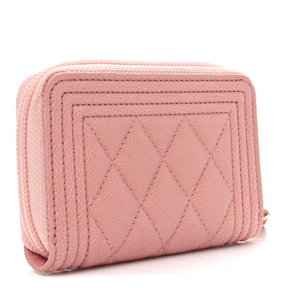 Chanel Caviar Quilted Boy Zip Around Coin Purse Wallet Pink 3 of 8