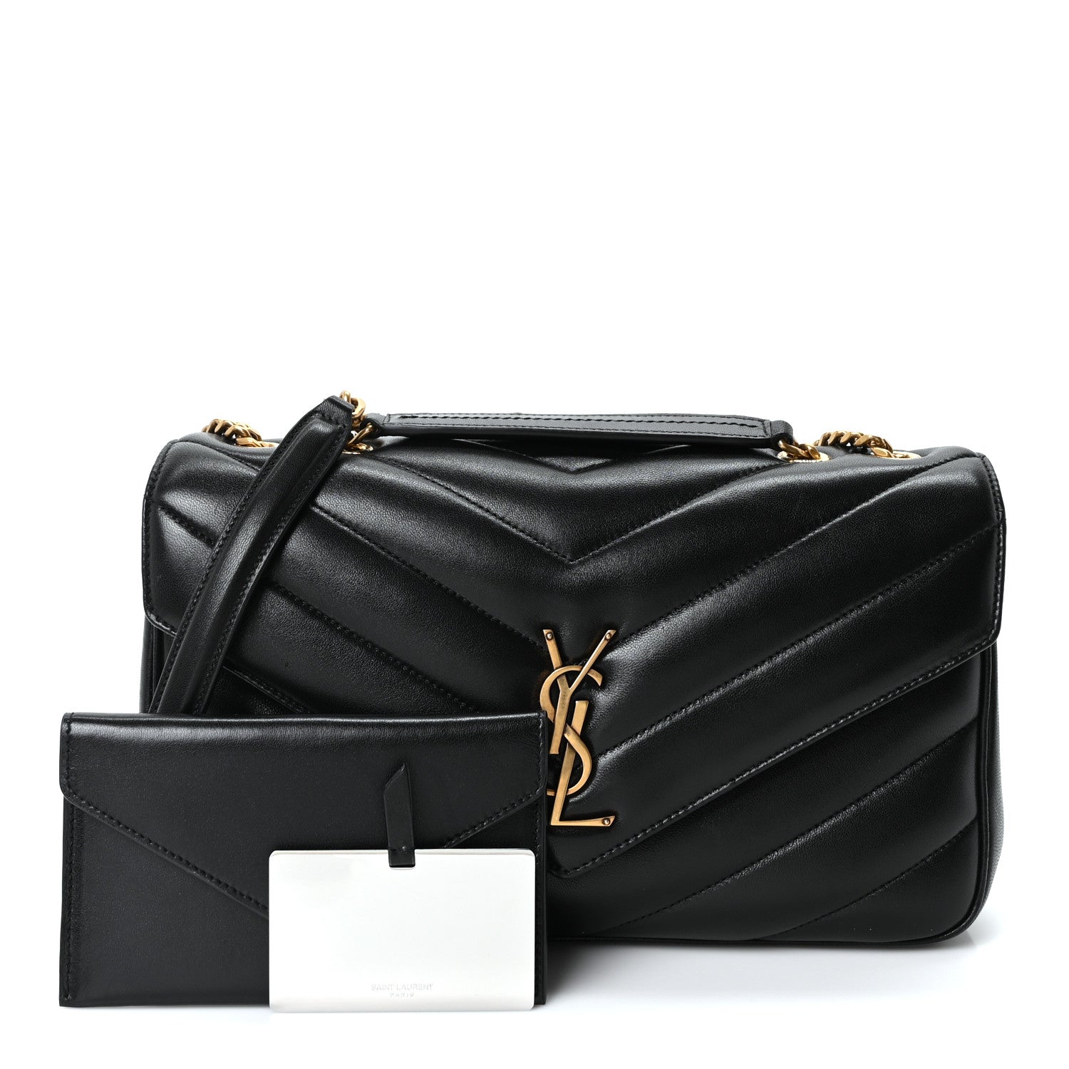Saint Laurent Lambskin Chevron Quilted Medium LouLou Black 4 of 12