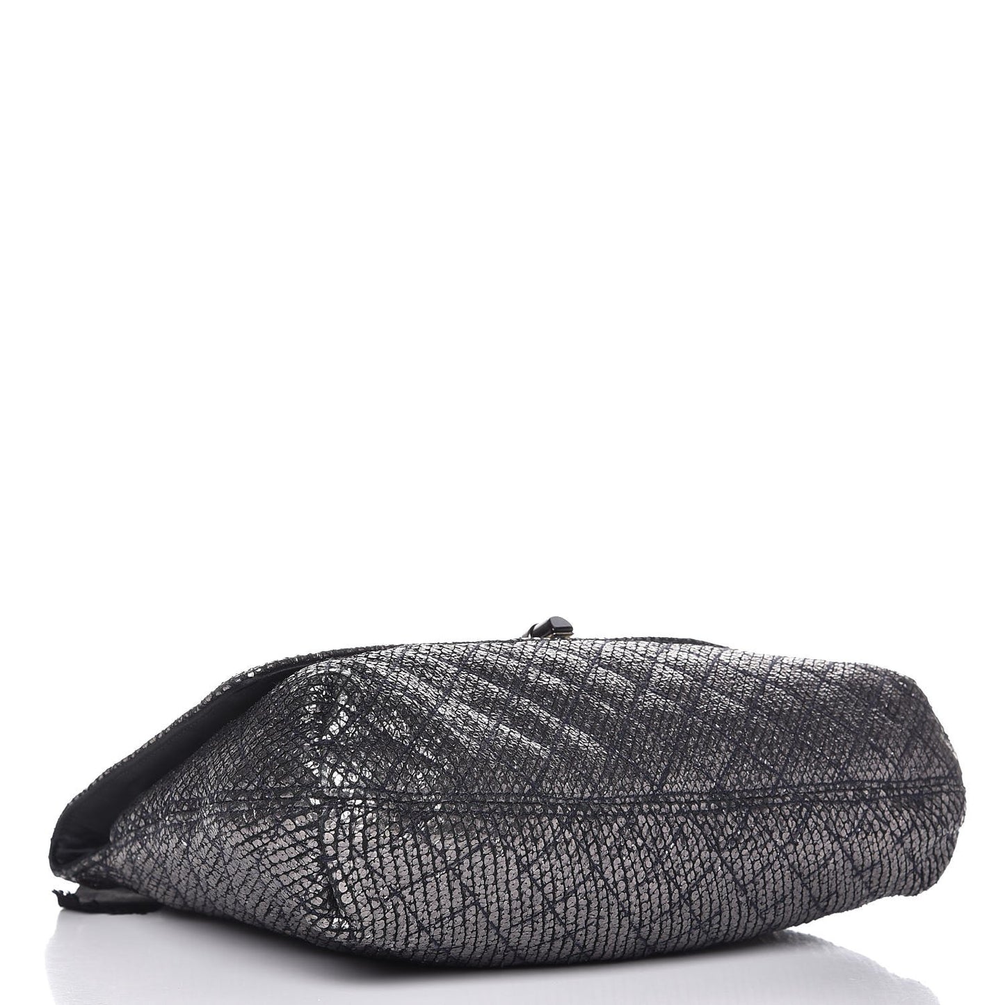 Crackled Metallic Lame Quilted Happy Partage Bag Silver