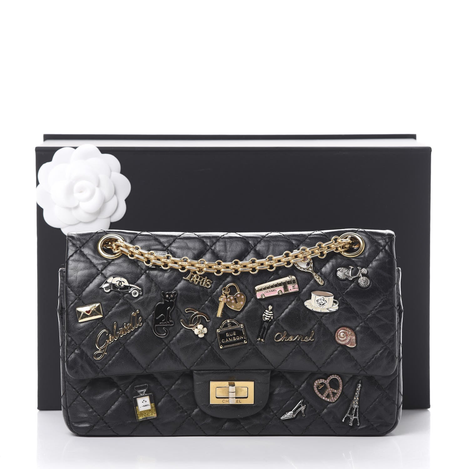 Chanel Aged Calfskin Lucky Charms 2.55 Reissue 225 Flap Black 16 of 16