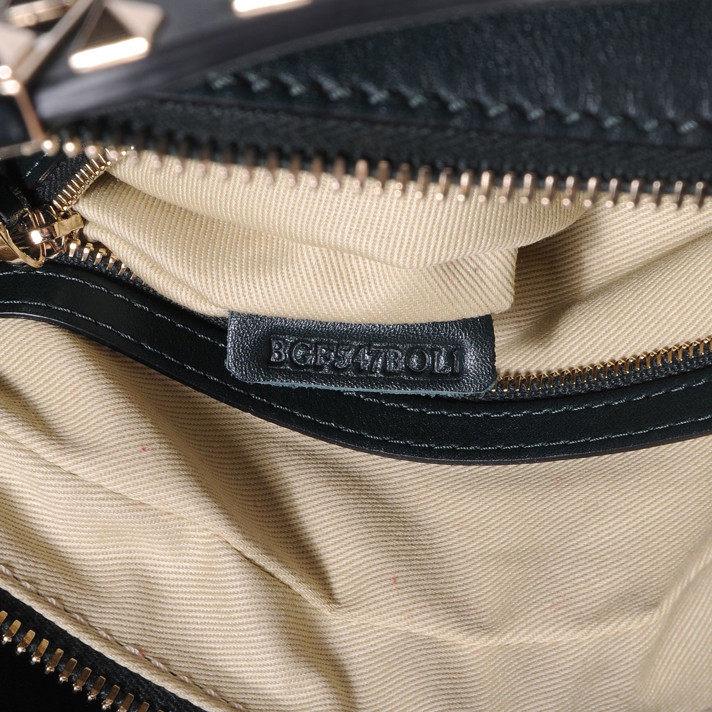 Leather Rockstud Dome Satchel Navy