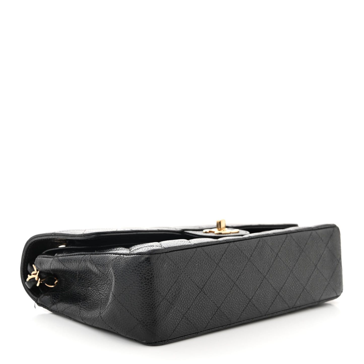 Caviar Quilted Medium Double Flap Black