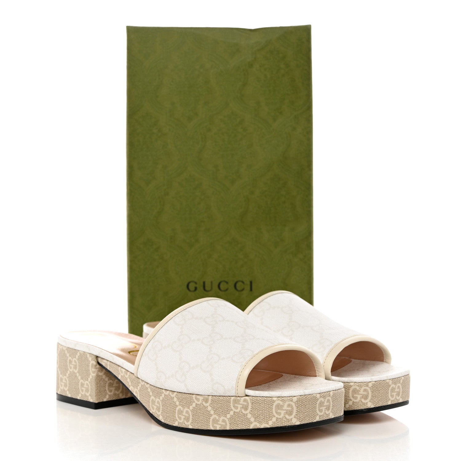 Gucci GG Supreme Monogram Malaga Kid Platform Mule Sandals 40 White Mystic White 9 of 9